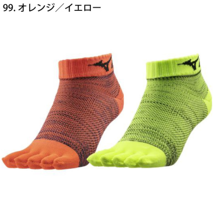 ミズノ] F2JX8584 5本指メッシュソックス(アンクル丈／2足組)