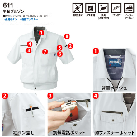 桑和 [Absolute GEAR] 611 半袖ブルゾン