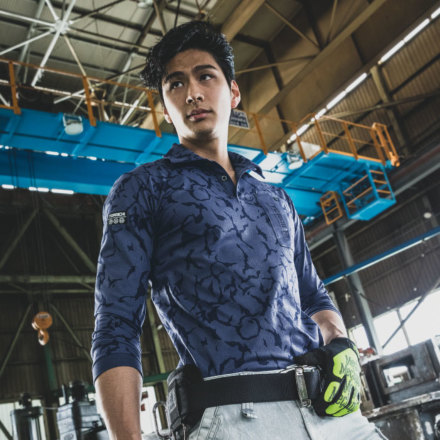 寅壱] 5985-614 迷彩柄長袖ポロシャツ 【特大サイズ】