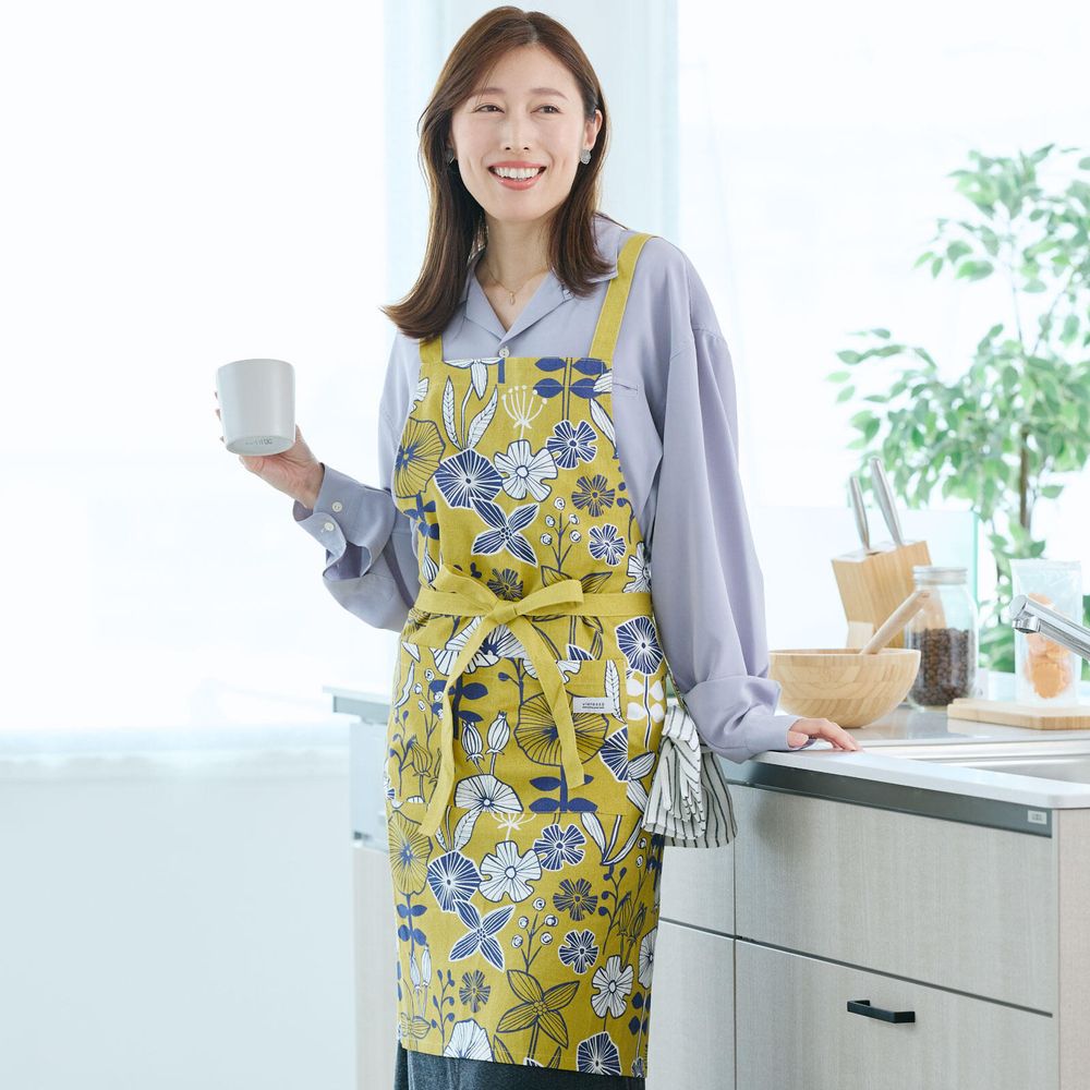 親子でお揃いペアエプロンセット】可愛い花柄イエロー｜創作品モール