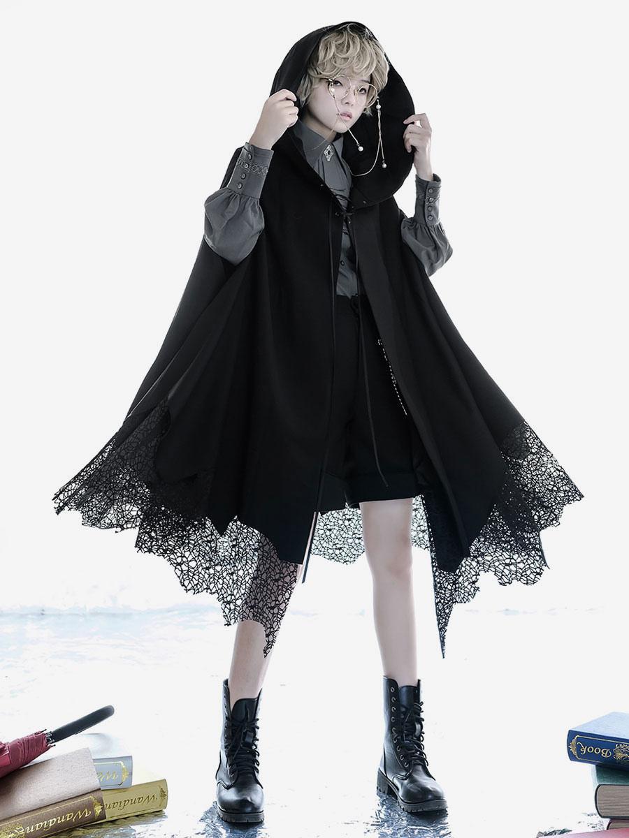Gothic Lolita Poncho Ouji Style Black Polyester Winter Lolita