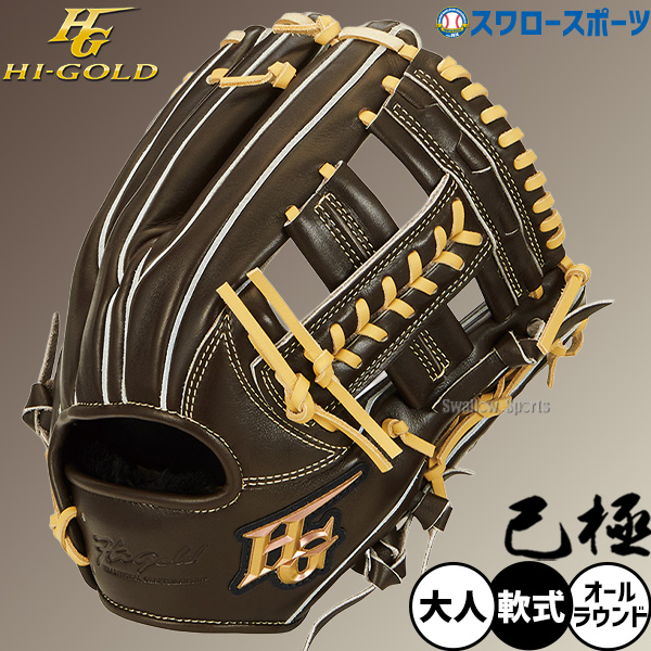 野球 ハイゴールド 軟式グローブ グラブ 己極 SRダークブラウン 三塁手