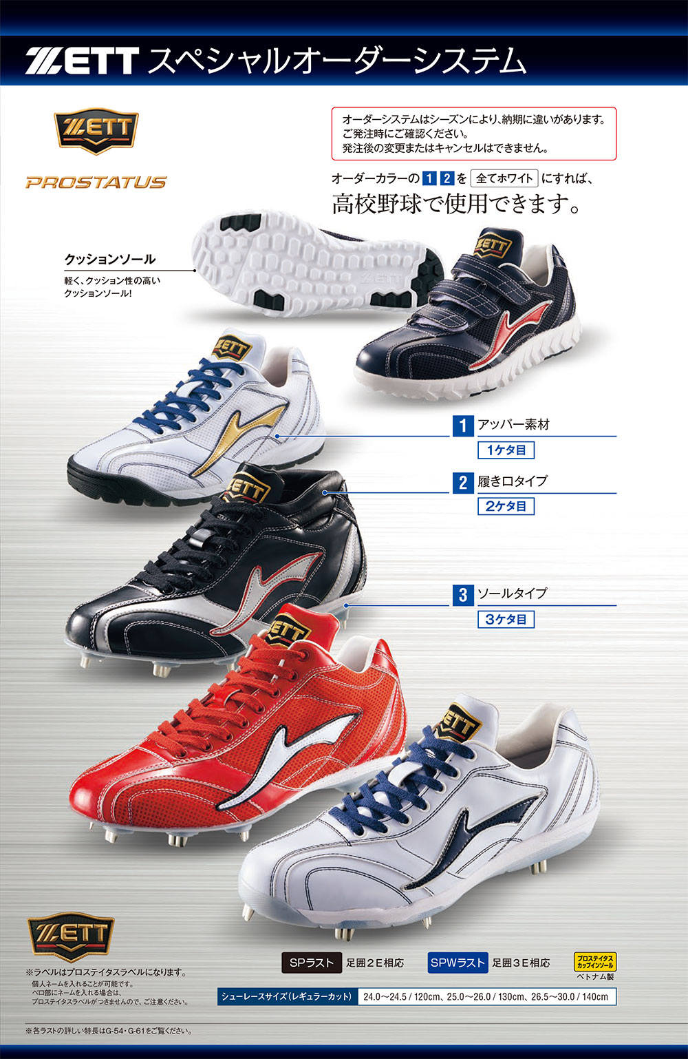 野球用品スワロースポーツ ZETT ゼット プロステイタス スパイク