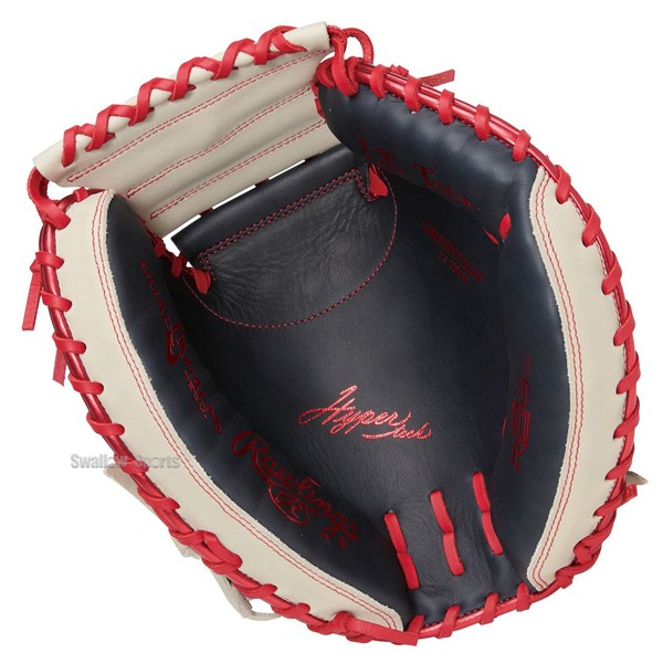 Rawlings 軟式グローブ 左投げ ホワイト/レッド キャッチャーミット