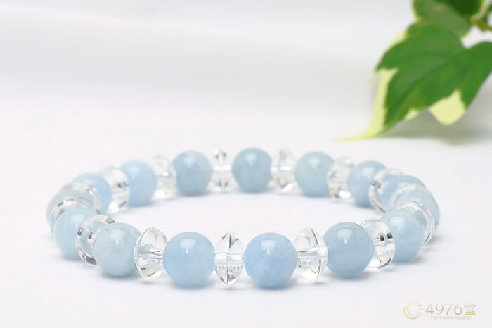 アクアマリン ブレスレット 水晶ボタン交互 ｜ 天然石通販の4976堂