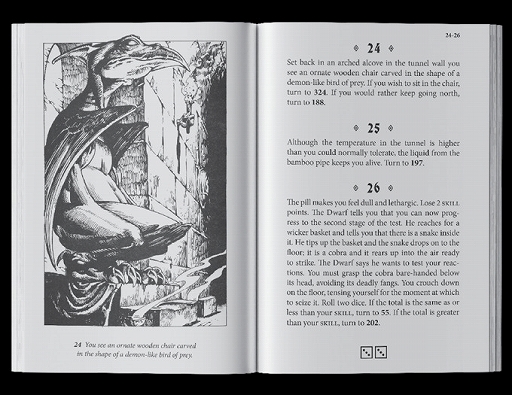 火吹山の魔法使い」「死のワナの地下迷宮」など，ゲームブックの名作5