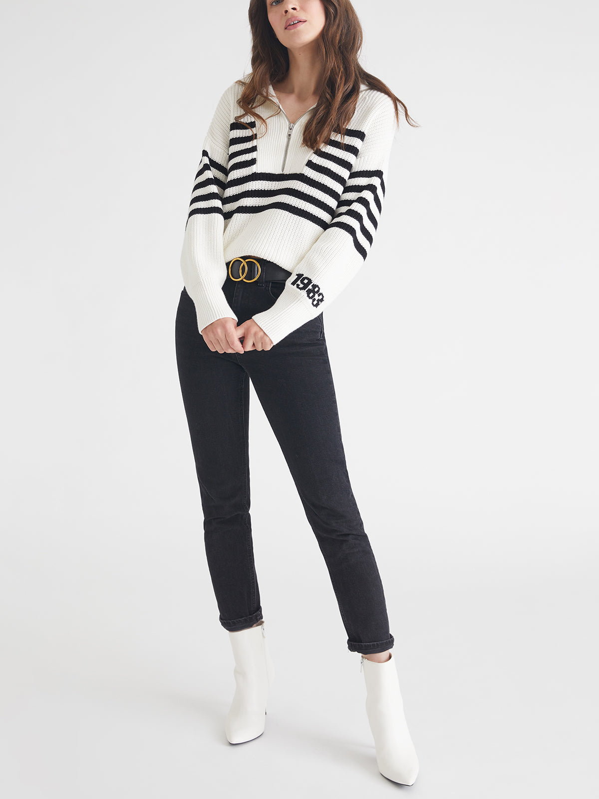 525 America Norah: 1983 Stripe Half-Zip Cotton Sweater