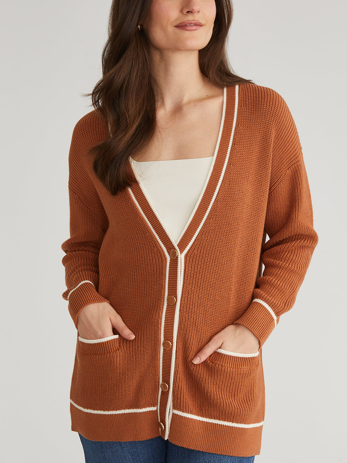 525 America Emma: Tipped Oversized Cardigan