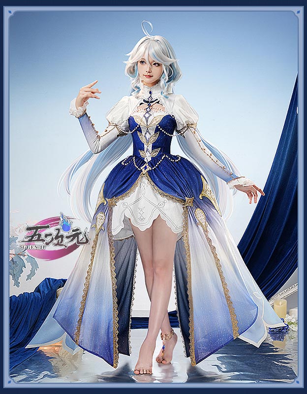 三分妄想 原神 コスプレ フォカロルス ブルーワルツ 同人衣装