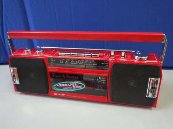 ジャンク品 SHARP シャープ ラジカセ QT-S2 レッド 昭和レトロ ラジオ