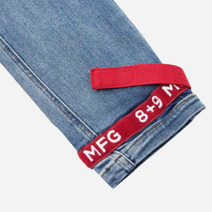 Strapped Up Slim Utility Medium Washed Jeans Red – 8&9 Clothing Co.