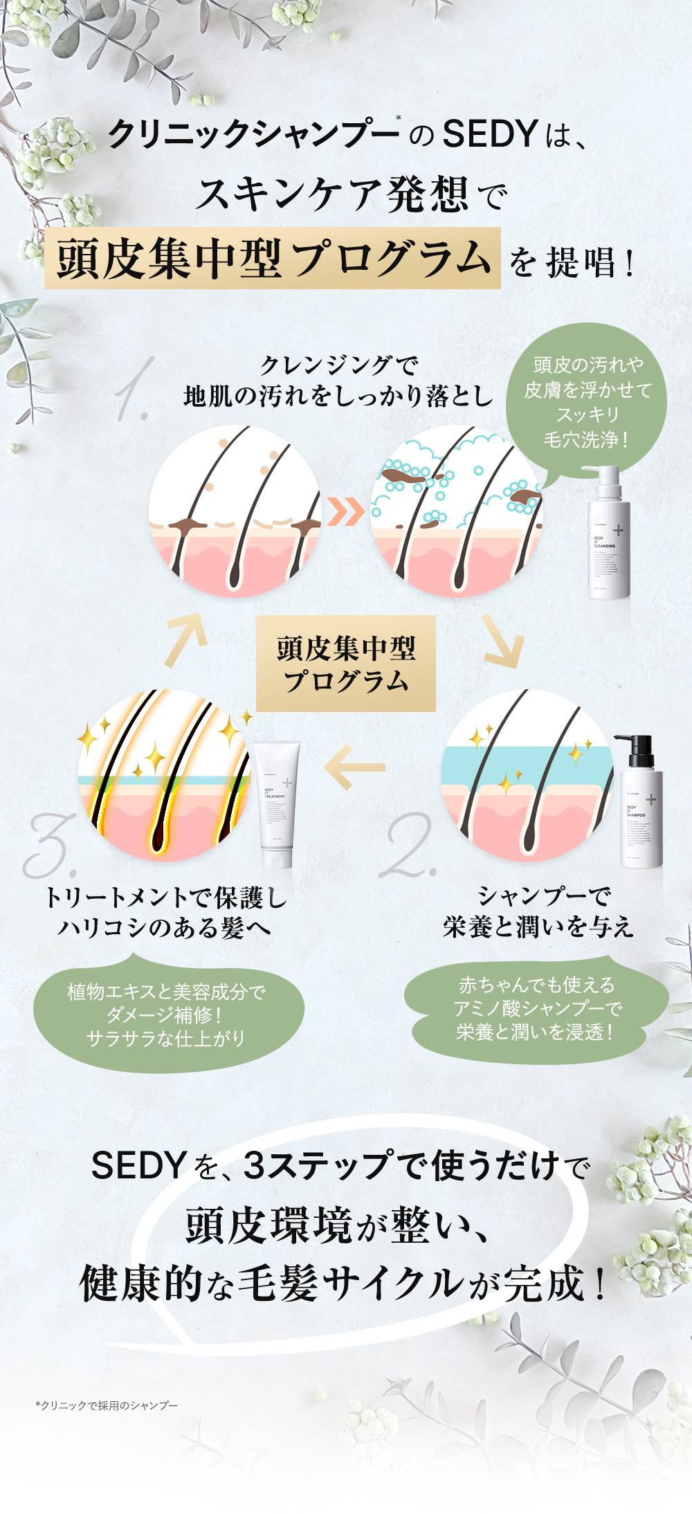 公式】業界初！“クリニックシャンプー”で簡単ボリュームケア【SEDY