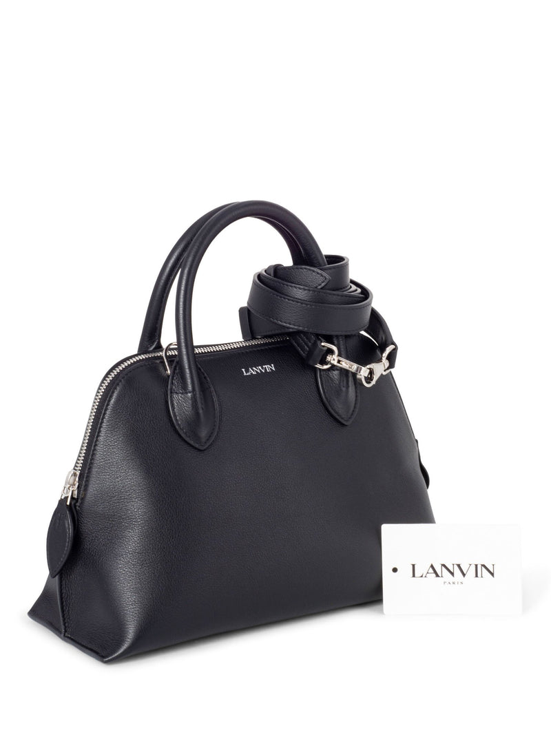 Lanvin Leather Small Bugatti Top Handle Bag Black