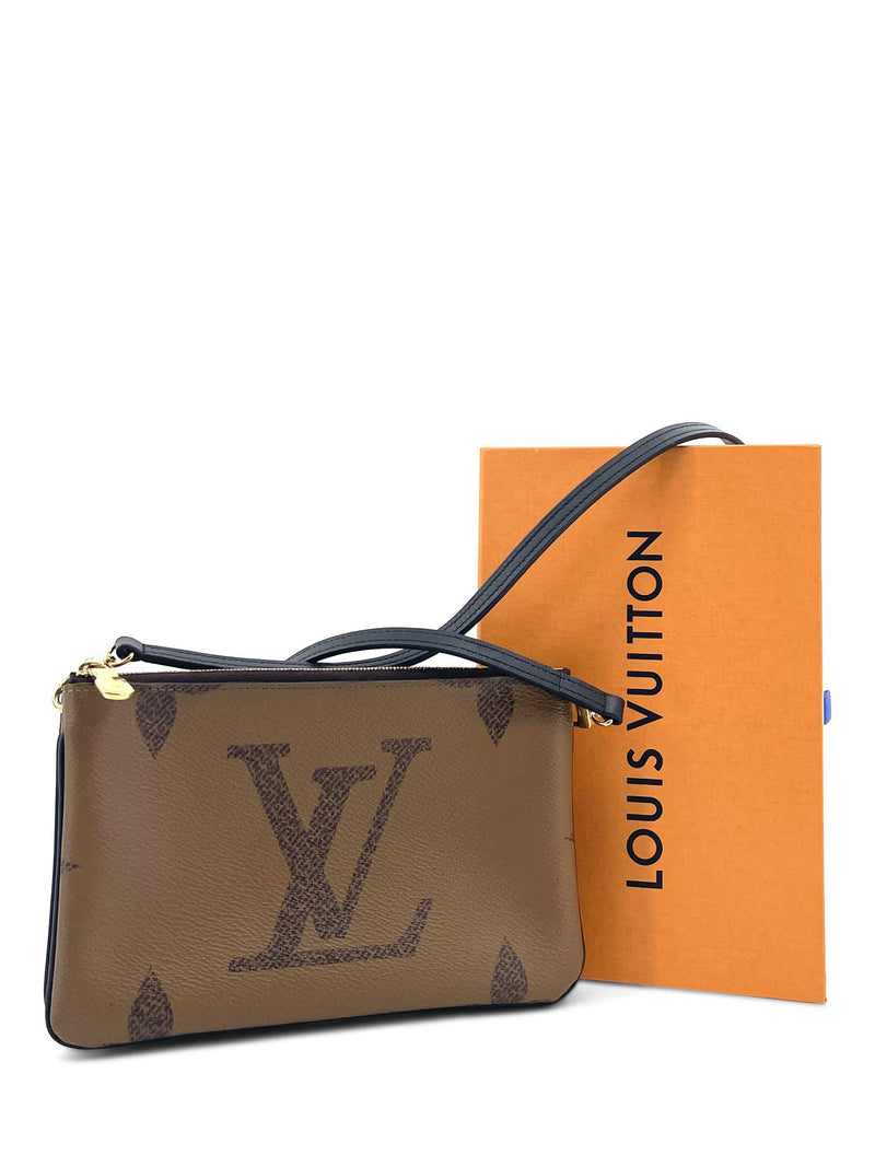 Louis Vuitton Giant Monogram Reversible Double Zip Messenger Bag Brown