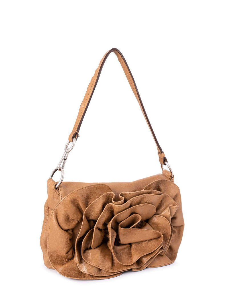 Yves Saint Laurent Calfskin Leather Nadja Small Flap Bag Brown