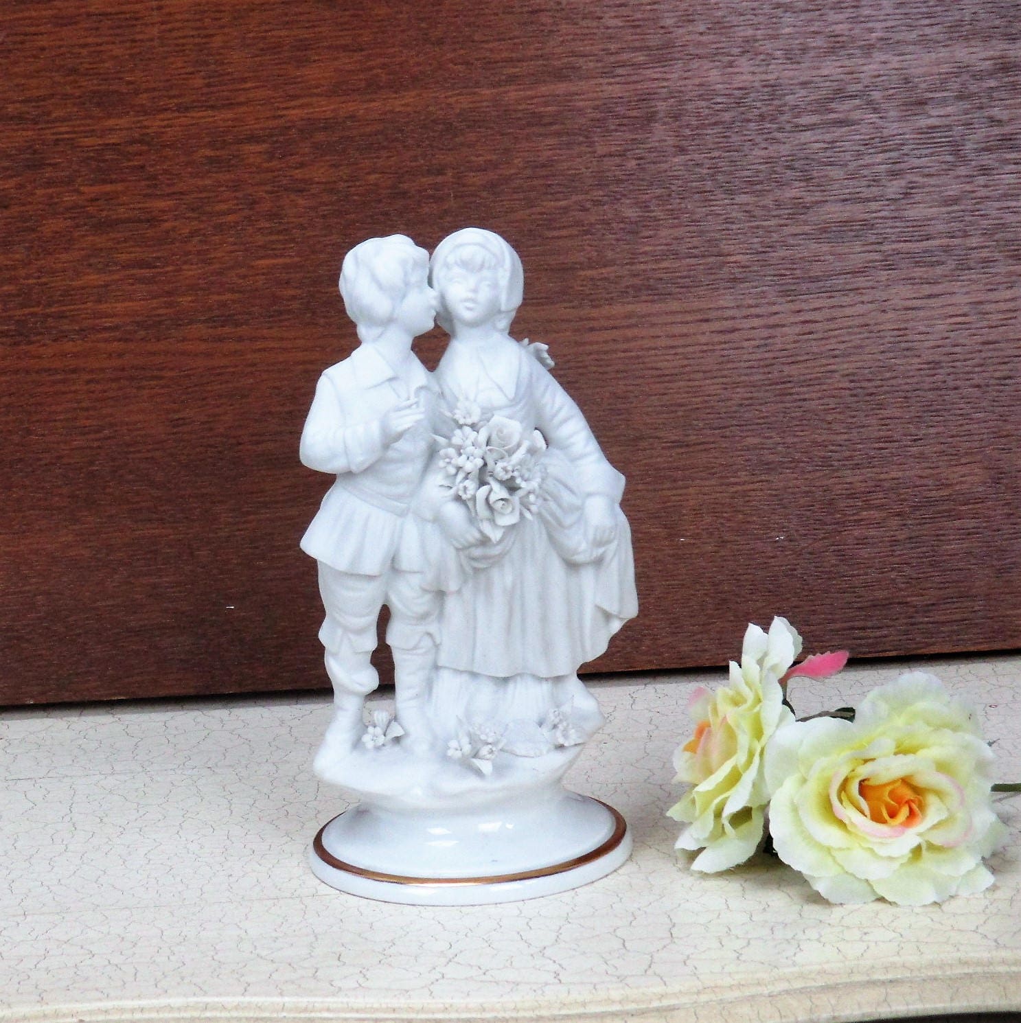 Stunning Figurine Couple Marcolin Capodimonte Porcelain Bisque