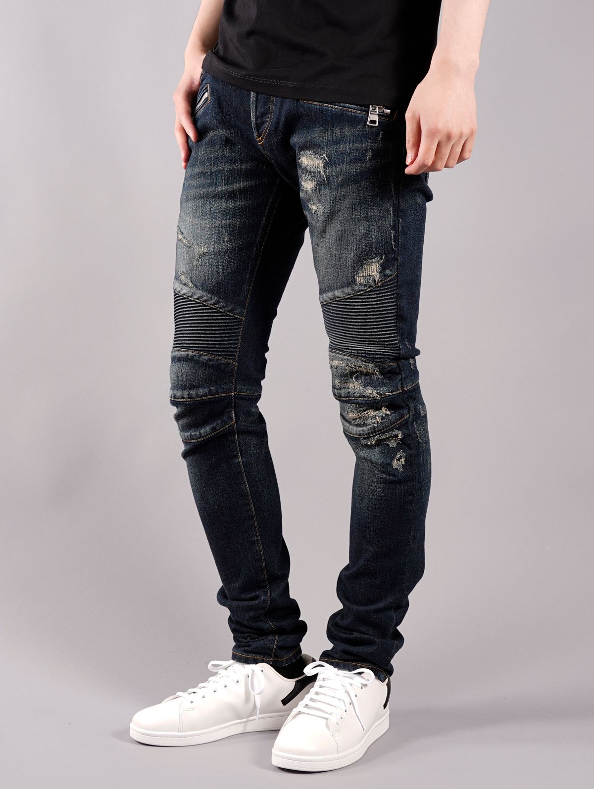 BALMAIN - 【ラスト1点】SLIM DENIM JEAN 15 CM BLEACH DISTRESSED