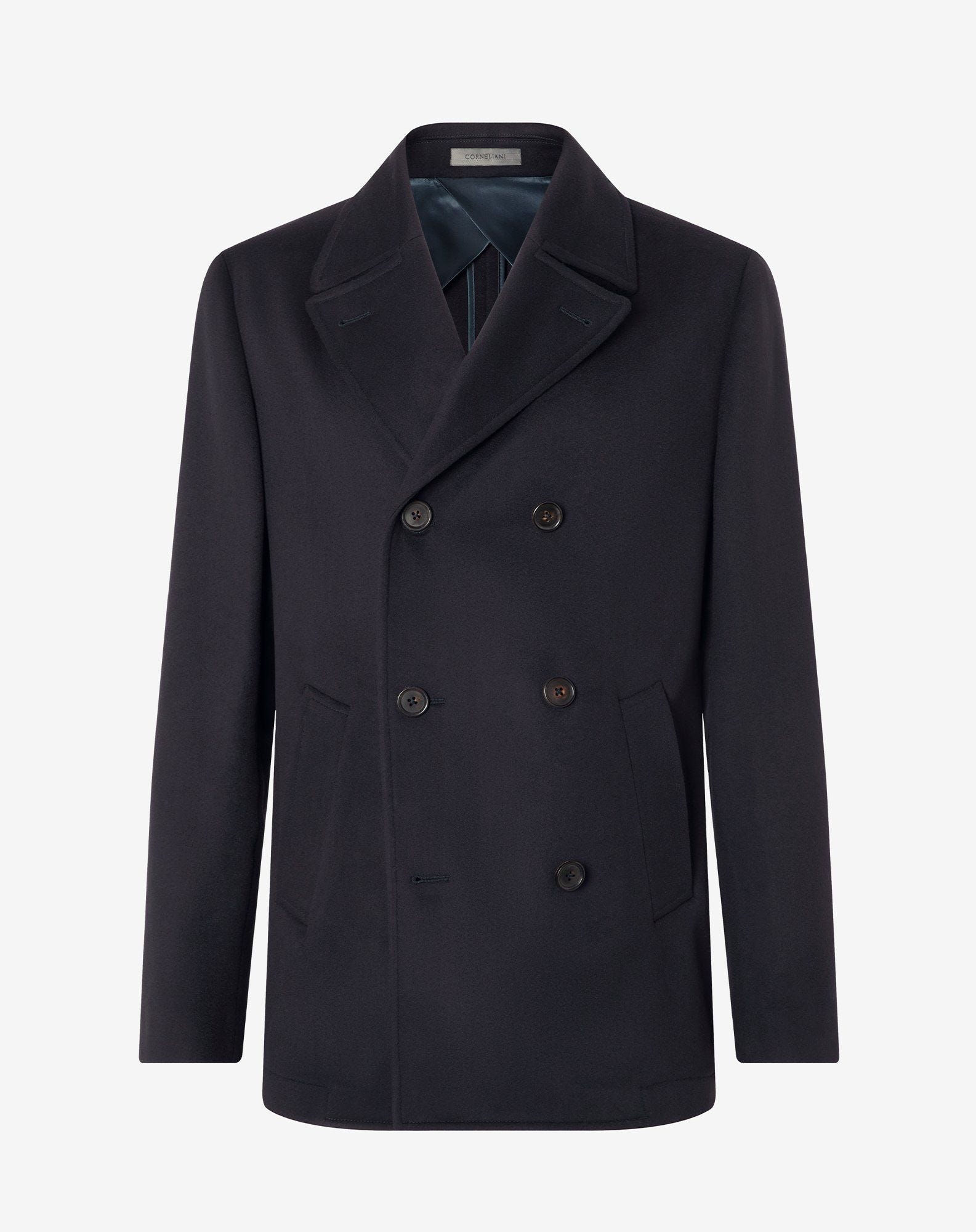 Men's blue super fine wool beaver peacoat | Corneliani