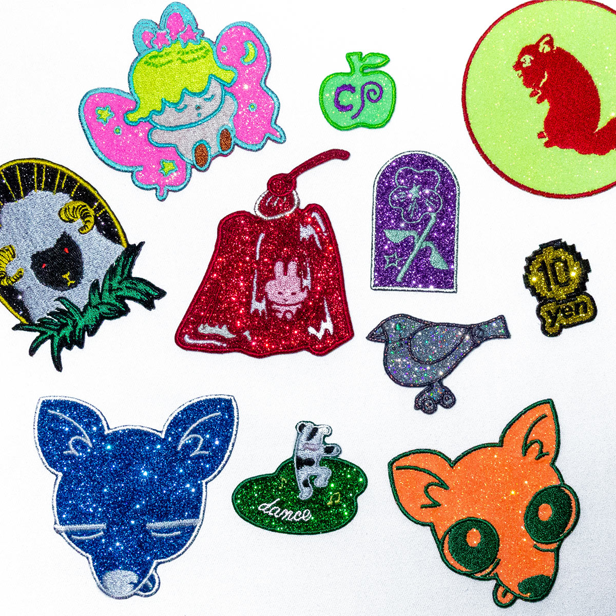 CORNER PRINTING | グリッター刺繍ワッペン 80mm×80mm以内 (10枚セット