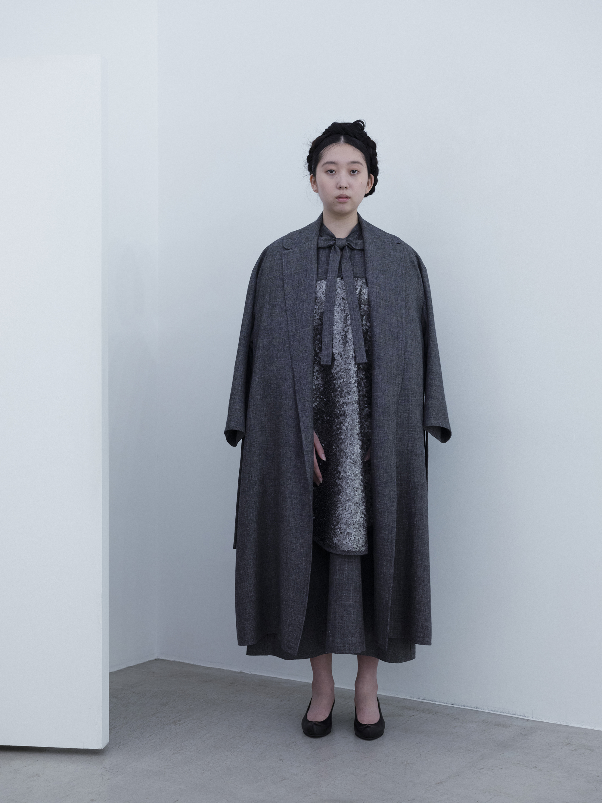 COSMIC WONDER North Village Light Linen wool sharkskin belted coat