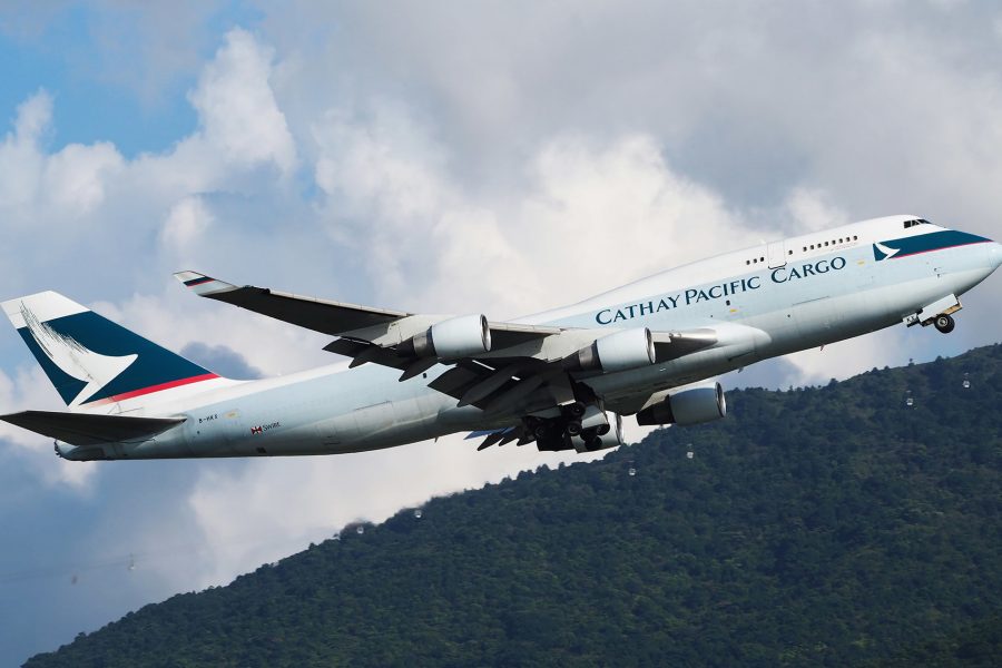 CX Cathay Pacific B747-400 B-HUI リボン3色 キャセイパシフィック