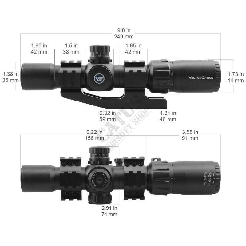 Vector Mustang GEN II 1-4x30 riflescope with Vector Optics mount
