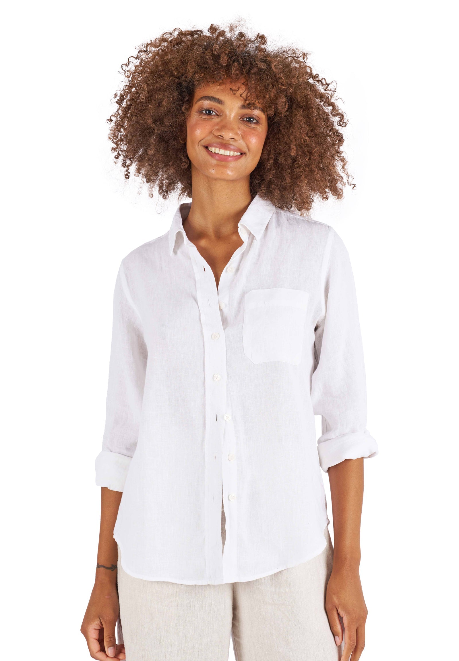 Iris White Classic Fit Linen Shirt – camixa.com