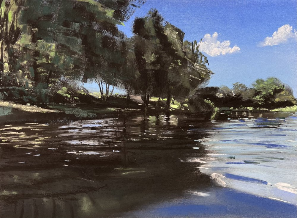 夏の江津湖 | 坂口恭平パステル画 | 熊本市現代美術館 CAMK