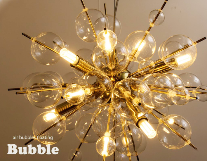 まるでシャボン玉なLEDシャンデリア 6灯「Bubble Clear-6 クリアガラス