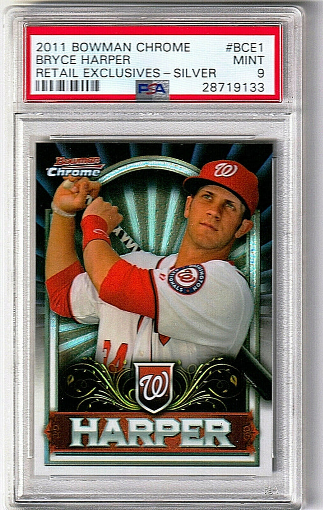 PSA 9 Bryce Harper Rookie Silver Refractor 2011 Bowman Chrome