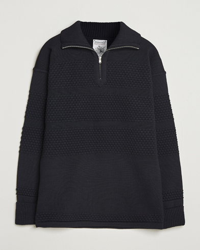 Maison Kitsuné Fox Head Half Zip Sweatshirt Ink Blue at CareOfCarl.com