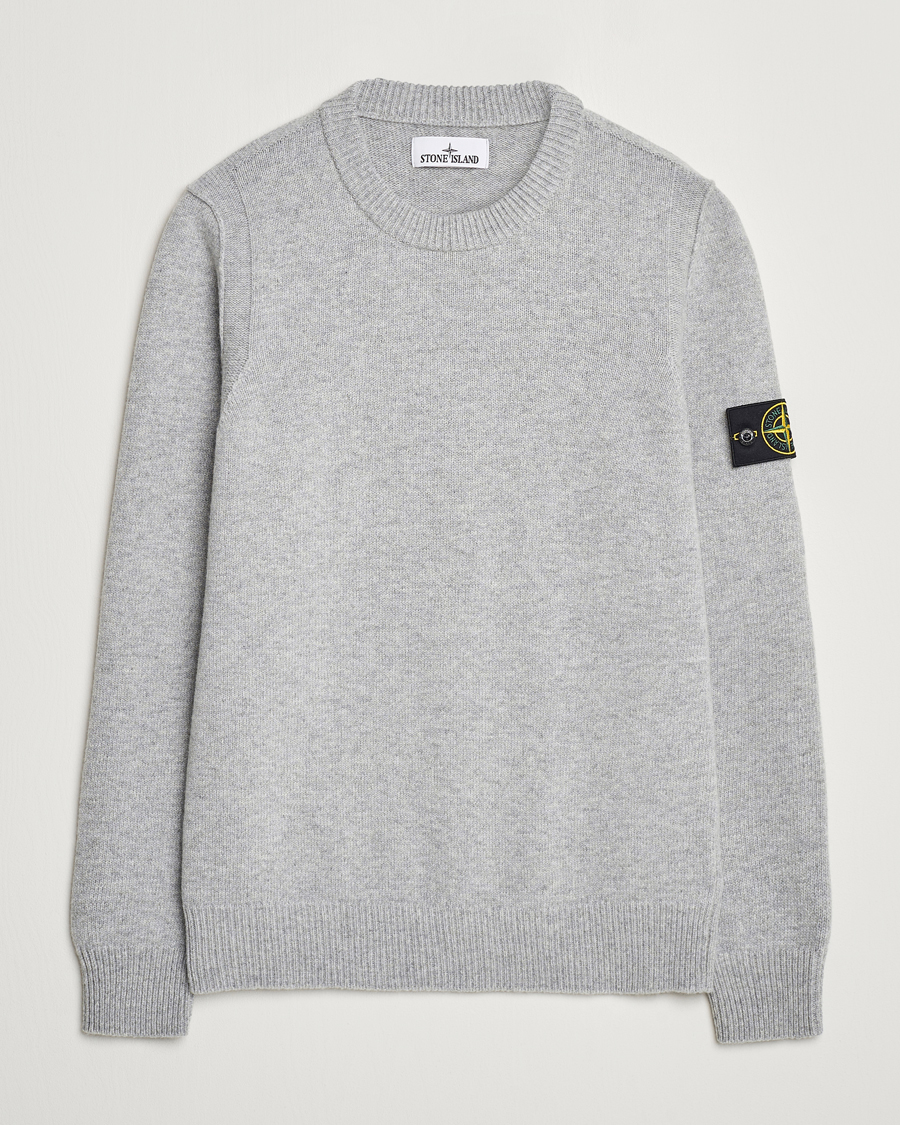 Stone Island Knitted Lambwool Sweater Melange Grey at CareOfCarl.com