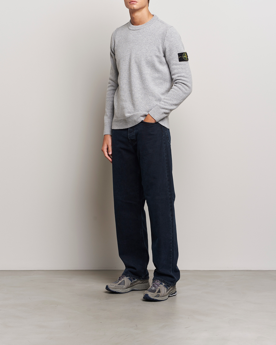 Stone Island Knitted Lambwool Sweater Melange Grey at CareOfCarl.com
