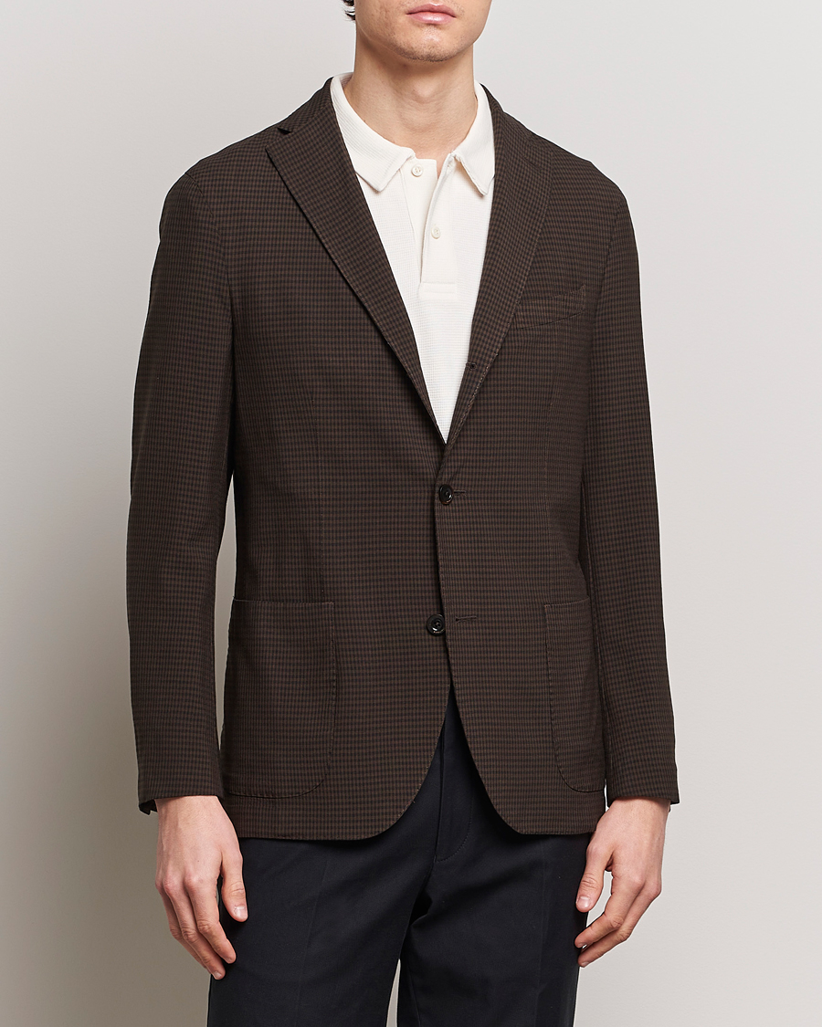 Boglioli K Jacket Check Wool Blazer Dark Brown at CareOfCarl.com