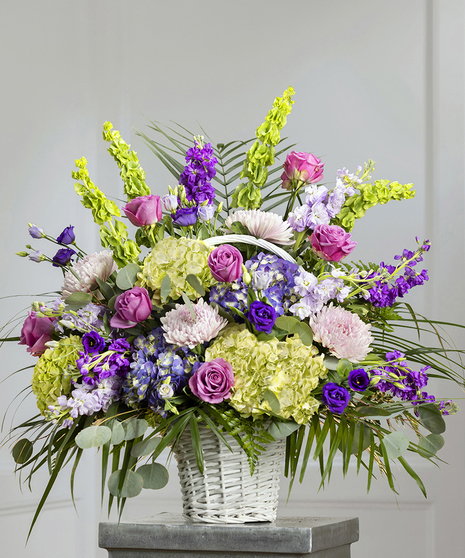 Purple and Lavender Floral Garden Sympathy Basket by Carithers