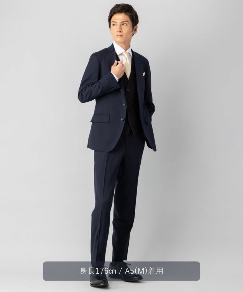 スーツセレクト スーツ 3ピース ストライプ セットアップ ネイビー 美