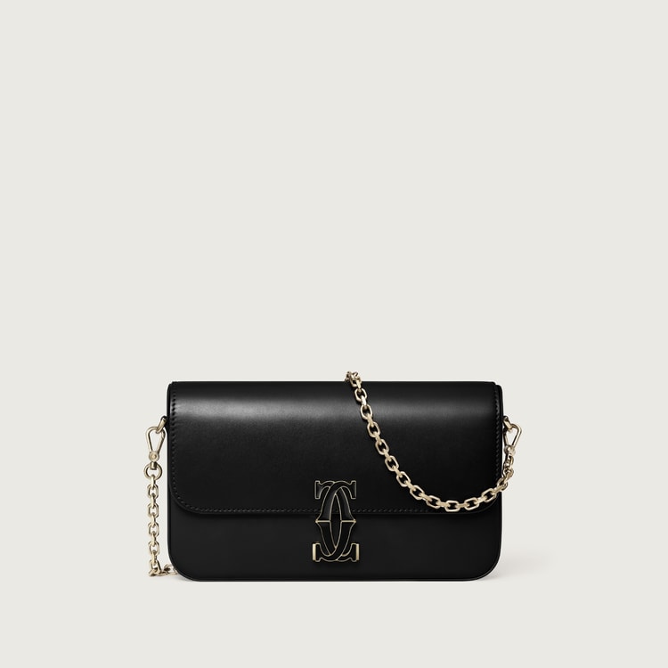 CRL1002303 - Mini chain bag, Double C de Cartier - Black calfskin