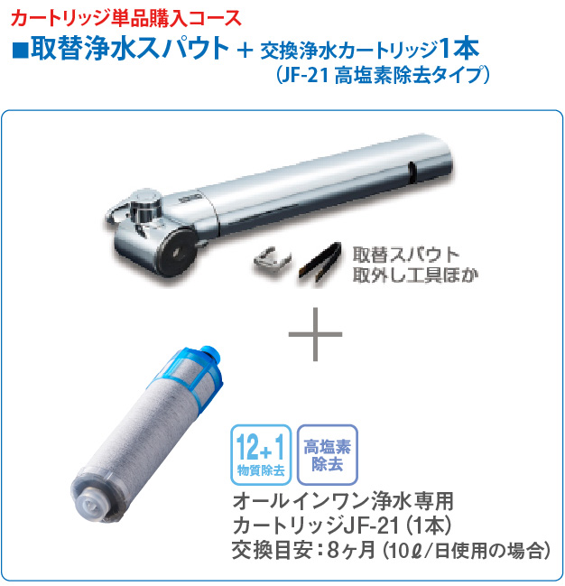 取替浄水スパウト＋浄水カートリッジ（JF-21）1本付き [JF-SE6] 消費税