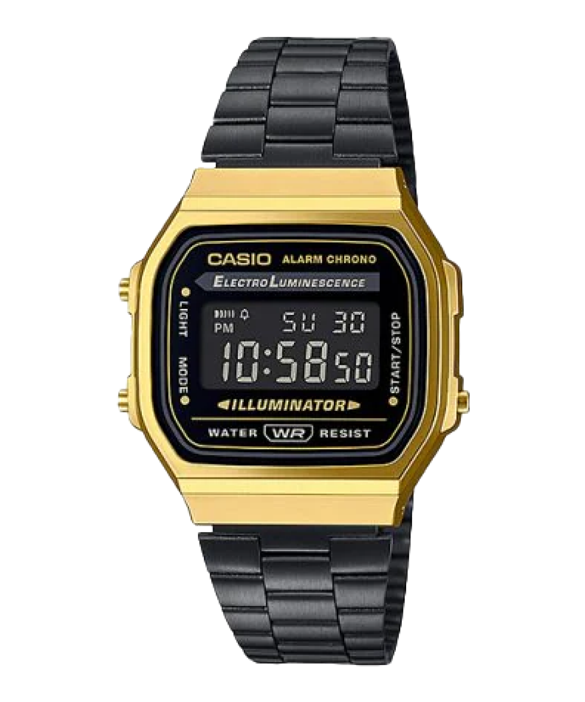 A168WEGB-1BVT | Vintage Black and Gold Metal Watch | CASIO