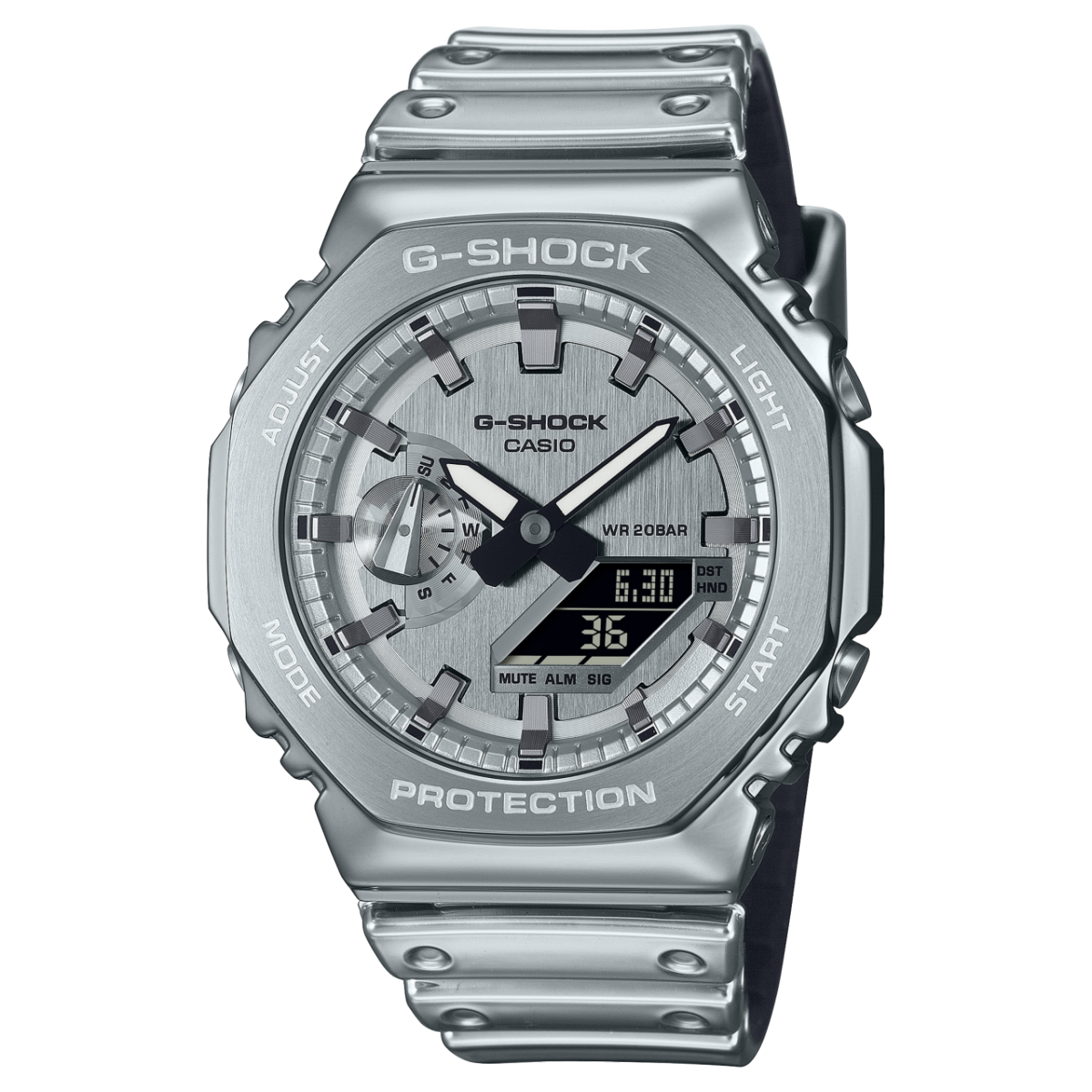 GM2100YM-8A | G-SHOCK 2100 Silver Watch, Silicone Watchband | Casio