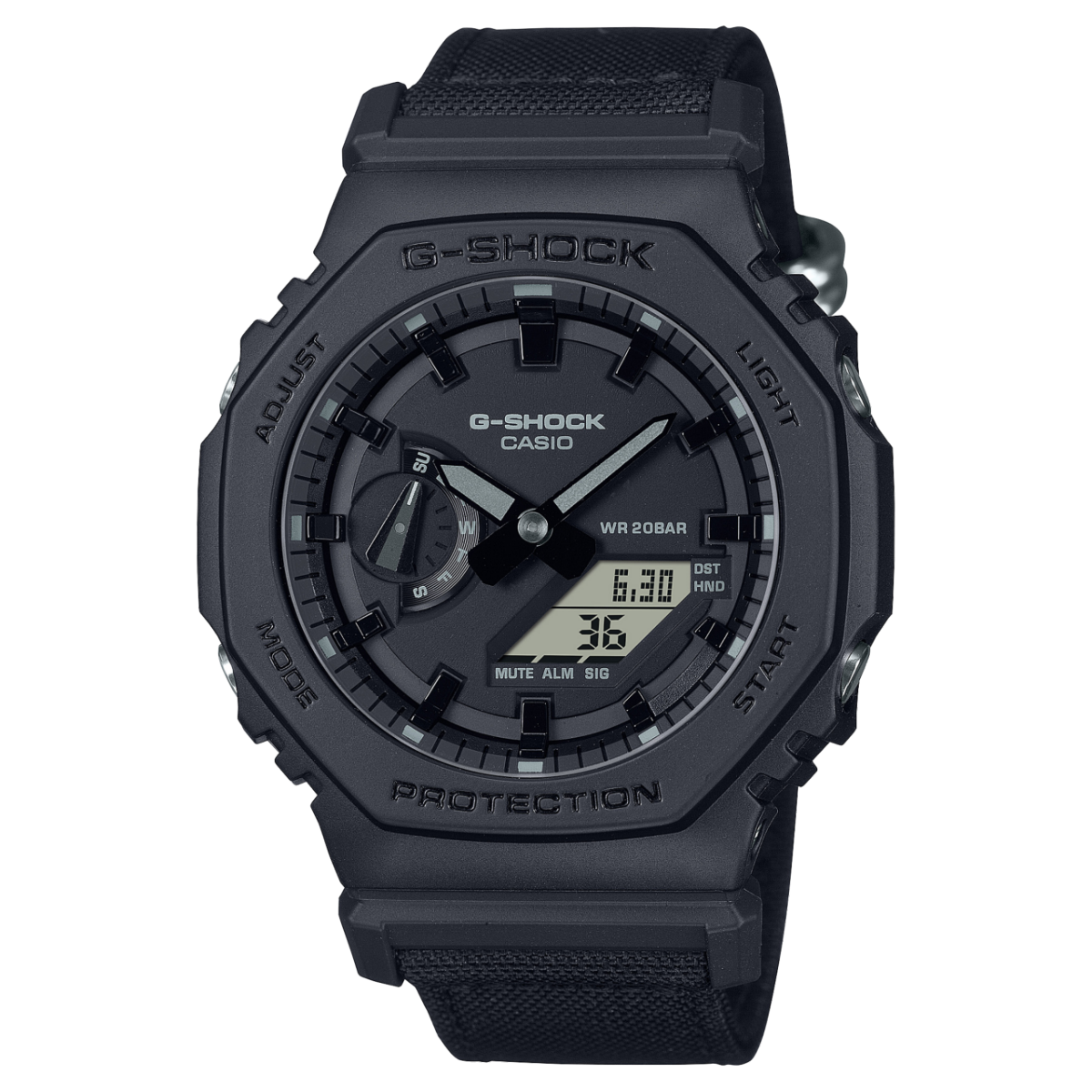 GA2100BCE-1A | All Black G-SHOCK Watch with Nylon Wrist Band