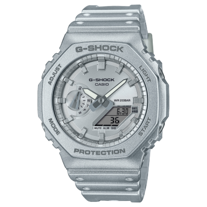GA2100FF-8A | Retro Futuristic Metallic Silver Men's Watch by G