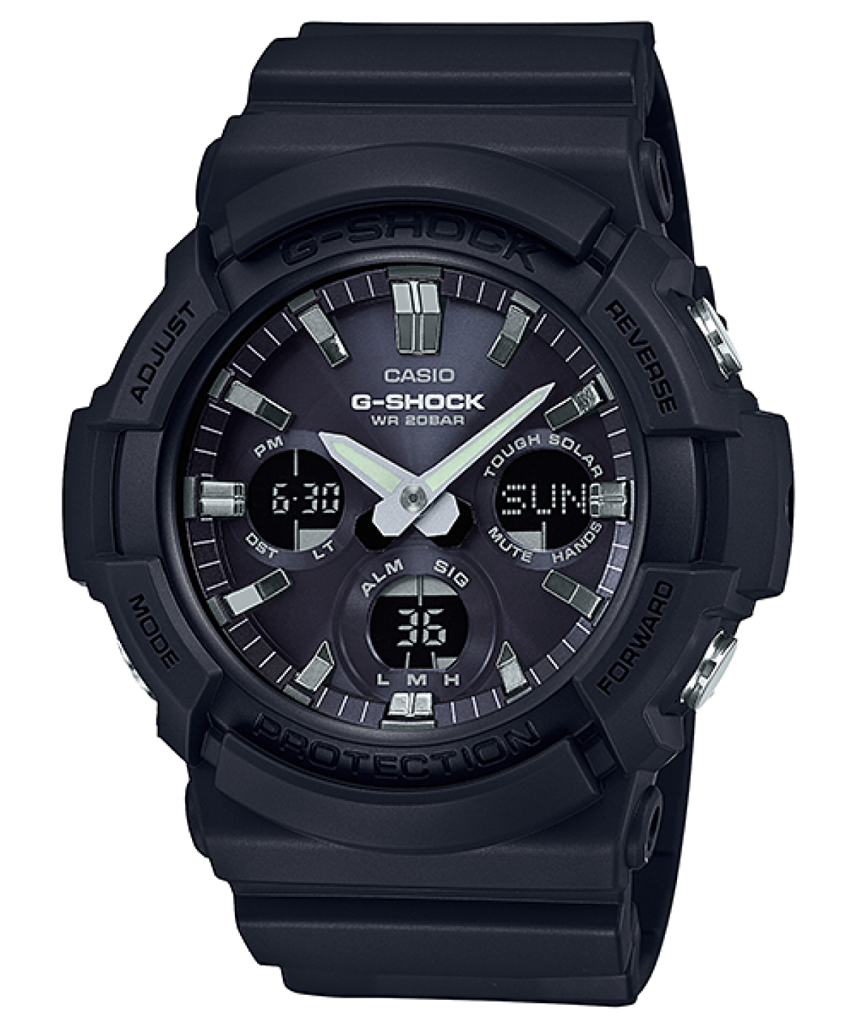 GAS100B-1A | Black Analog-Digital Men's Tough Solar Watch - G