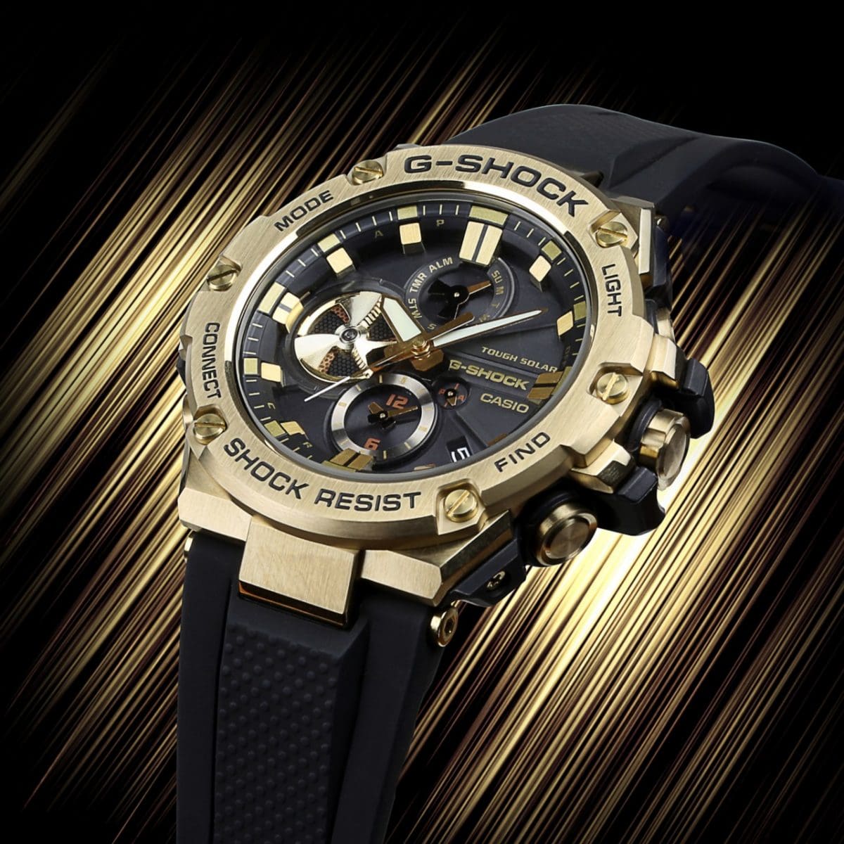 GSTB100GB1A9 | Black and Gold G-STEEL Watch | CASIO
