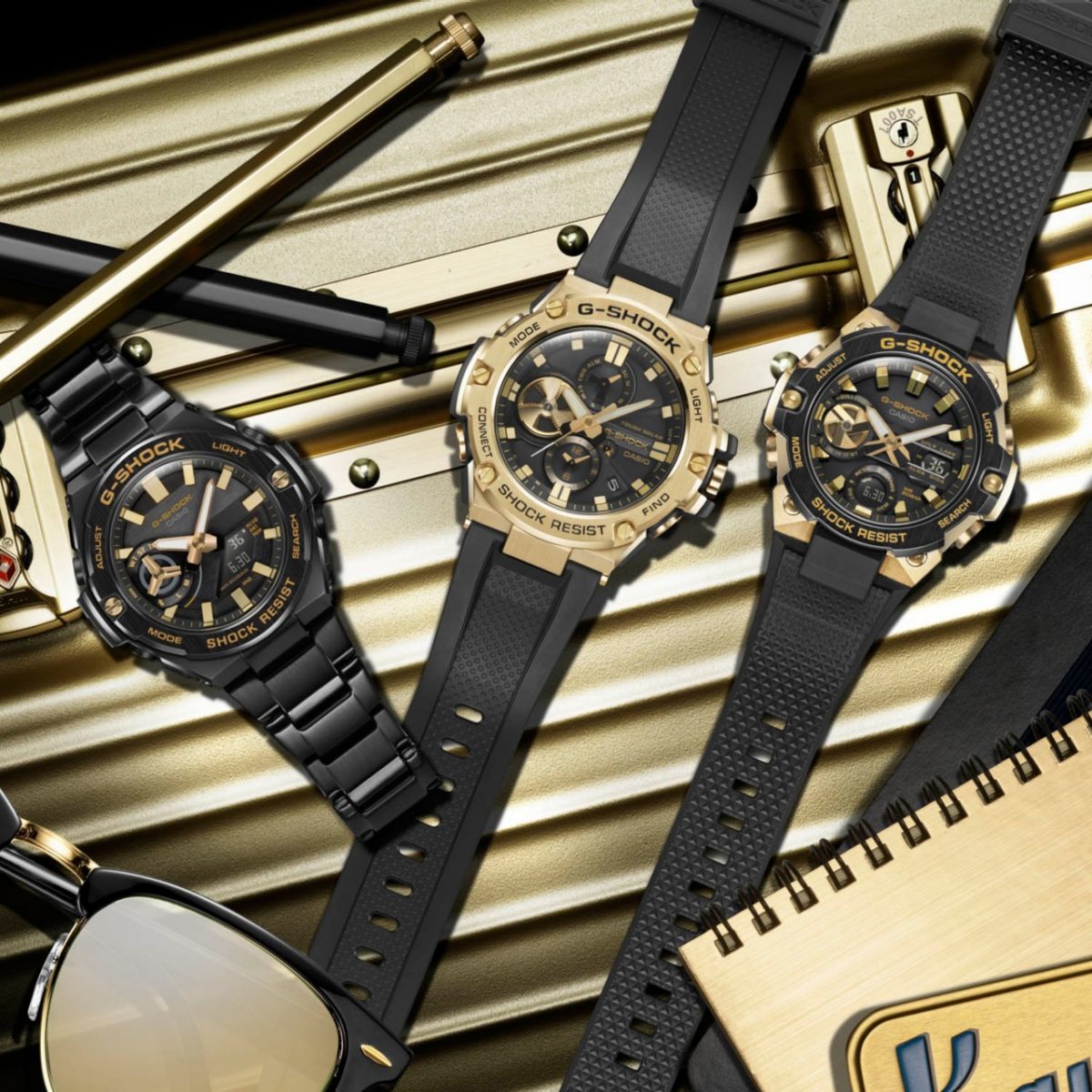 GSTB100GB1A9 | Black and Gold G-STEEL Watch | CASIO