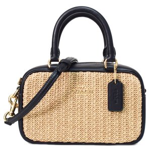 COACH】コーチ かごバッグ ストロー レザー ハンナ バケット ロゴ