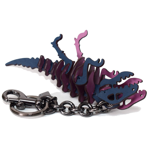 COACH】コーチ グラブタンレザー スモール レキシー 恐竜 キーリング