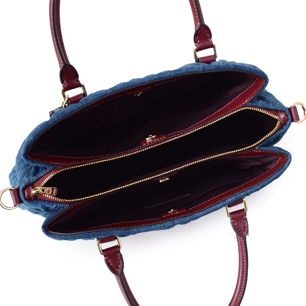 COACH】コーチ デニム スムースレザー キルティング セージ チェーン