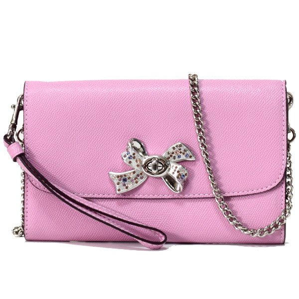 COACH】コーチ クロスグレインレザー ボウ ターンロック リボン