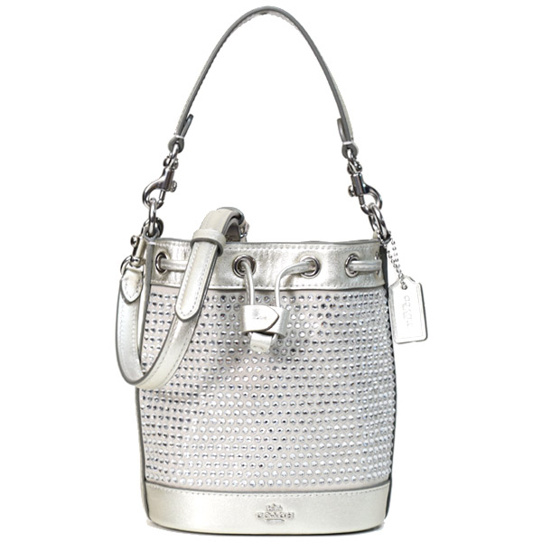 COACH】コーチ バッグ レザー クリスタル ファブリック ストーン
